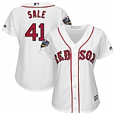 Women Red Sox 41 Chris Sale White 2018 World Series Cool Base Player Jersey Dzhi,baseball caps,new era cap wholesale,wholesale hats